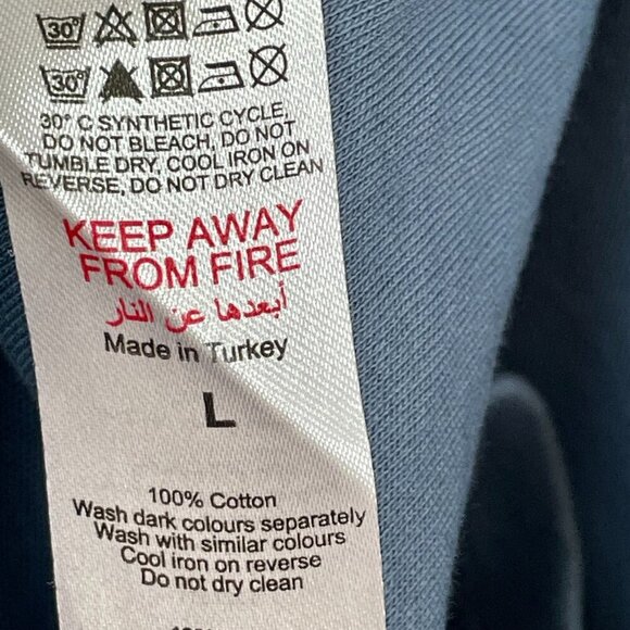 Burton London Blue Stripe Contrast Collar Zip Neck Polo Shirt Men's Size Large - Picture 9 of 10